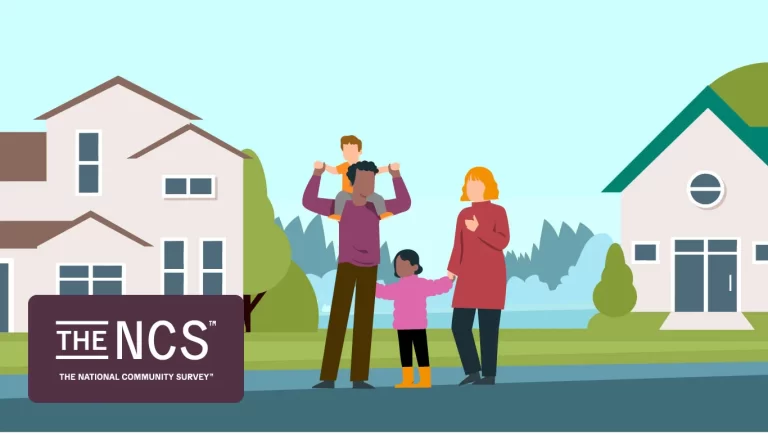 NCS logo with a family in a neighborhood beside it