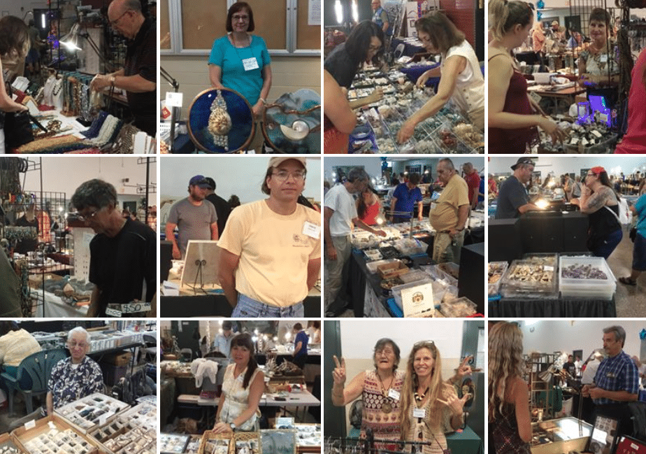 various vendors at the 2023 mineral and gem show