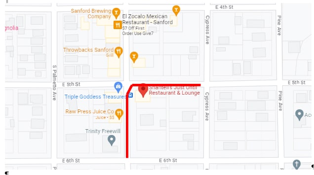 map of the 10th anniversary Downtown Restaurant Shantell's Just Until