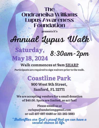 Flyer advertising the May 2024 Annual Lupus Walk
