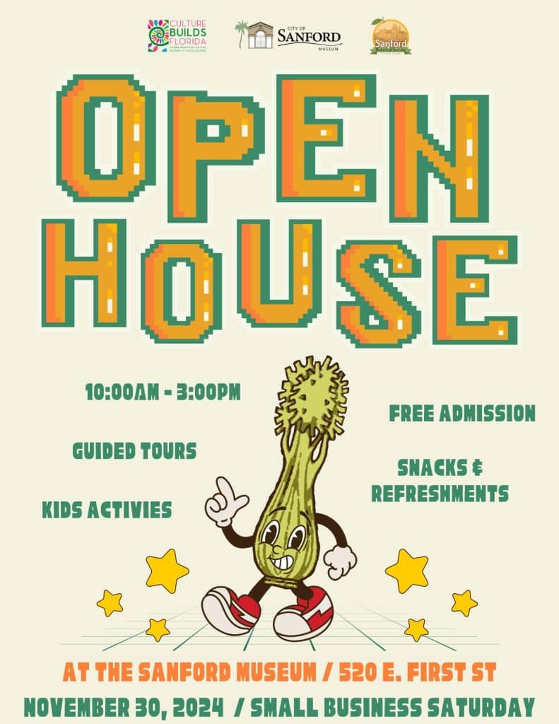Flyer advertising an open house at the Sanford Museum