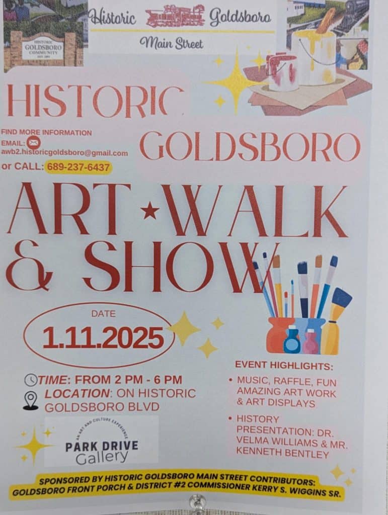 flyer advertising the 2025 historic Goldsboro Art Walk and Show