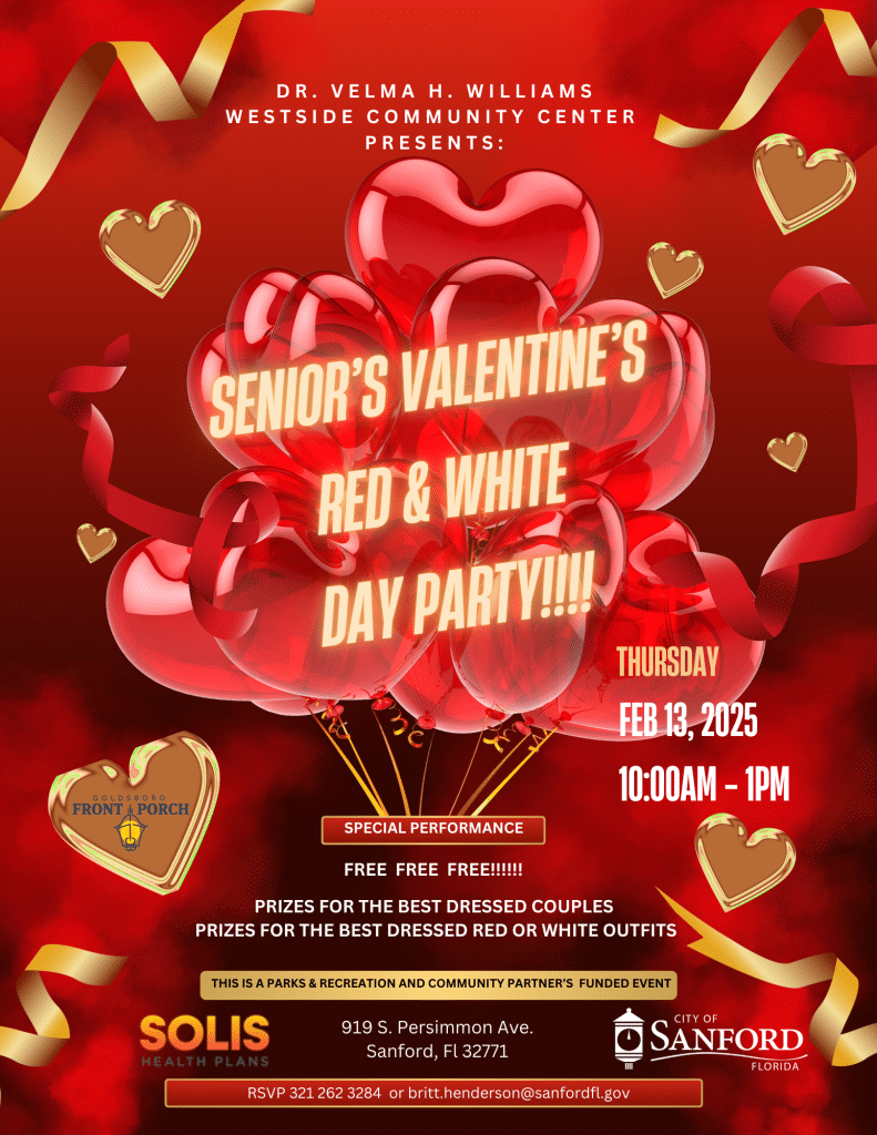 Senior's Valentine's Red & White Day Party flyer