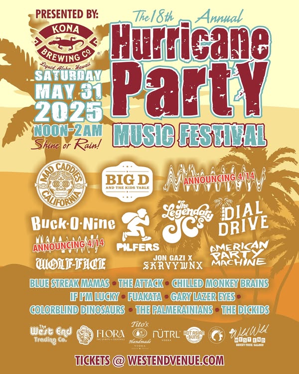 flyer announcing the 18th Annual Hurrican Party Music Festival