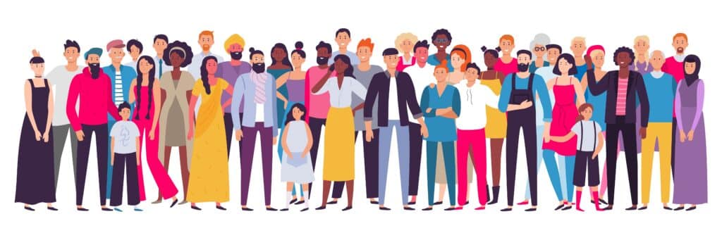 a group of people highlighting how vast and varies a community can be