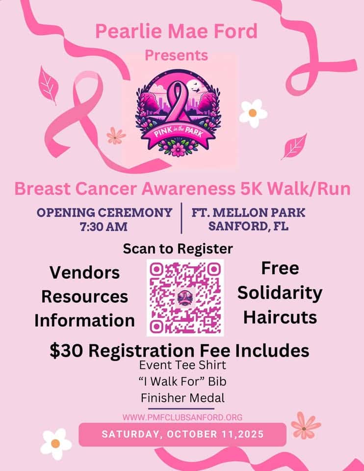 flyer for the Pearlie Mae Ford Beast Cancer Awareness 5K