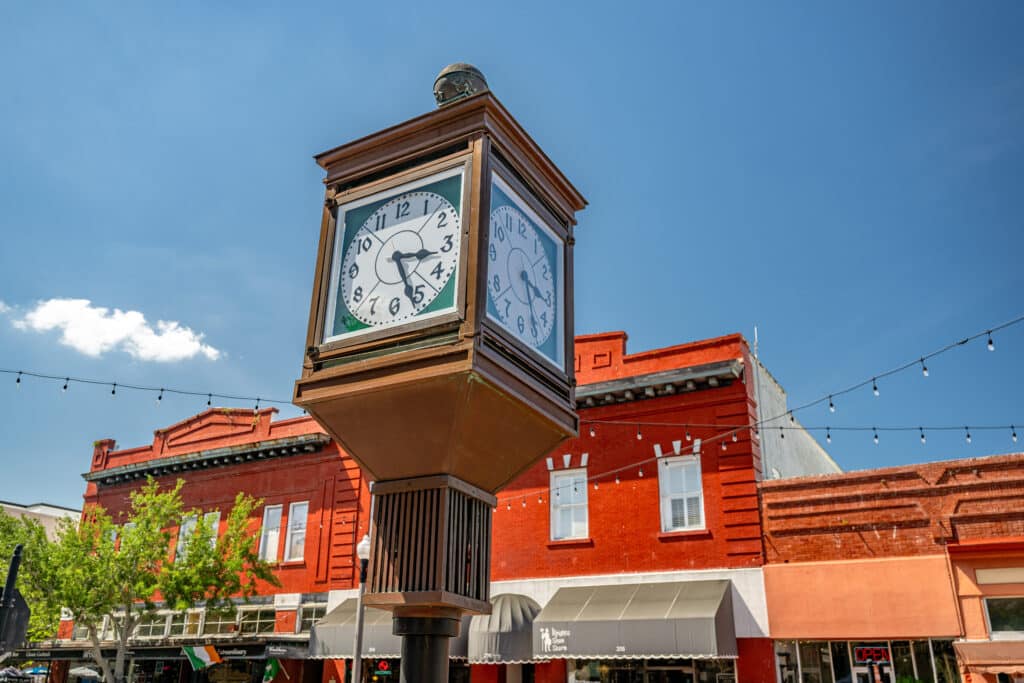 historic clocktower in downtown Sanford