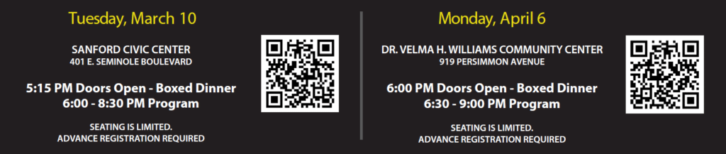 Graphic for the Sanford Speaks events