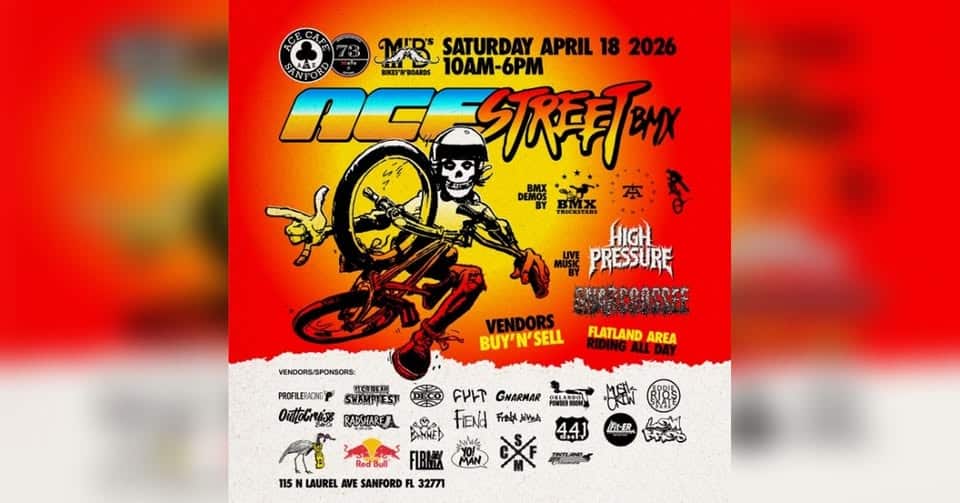 flyer for AceStreet BMX event on Saturday, April 18, 2026.