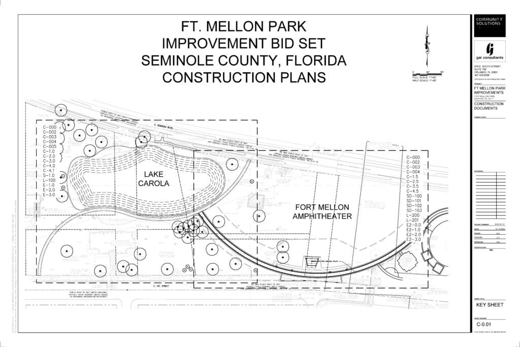 shown are the plans for the combined Lake Carola (to the left of the image) and Fort Mellon (to the right) projects.